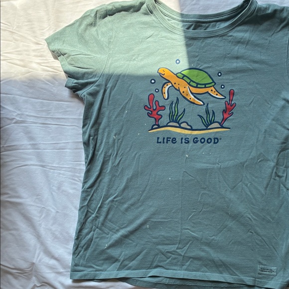 *sold on Depop* Life Is Good Teal Short-Sleeve Turtle Tee - Picture 3 of 5